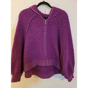 Free People‎ Women's Size Medium Magenta "I'm So Happy Full Zip Sweater Cozycore